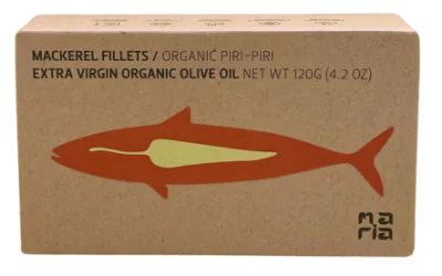 MACKEREL FILLETS IN ORGANIC piri piri EXTRA VIRGIN OLIVE OIL